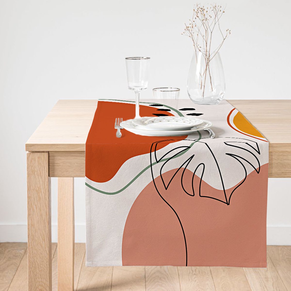 Terasus Bedrukt Velvet Textiel Tafelloper - Runner 45x135cm - Tafel Decoratie Woonkamer - Keuken