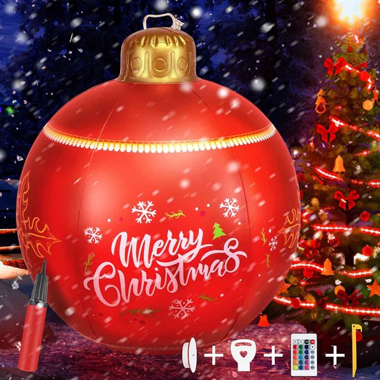 Opblaasbare Kerstbal 23,6 Inch kerst Opblaasbal Rode Herbruikbare Opblaasbare... bol