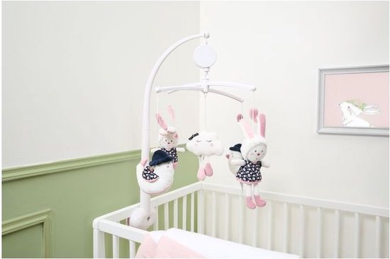 CUTE STONE Babymobiel met muziek en licht, hangend speelgoed met afstandsbediening, babymobiel voor jongens en meisjes vanaf 3 maanden, kinderkamer-mobiel om vast te klikken