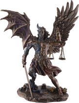 MadDeco - bronskleurig beeldje - Nephilim op de dag des oordeels - half engel half duivel - onderwereld - strijder gerechtigheid - polystone - handgemaakt - 26 cm hoog