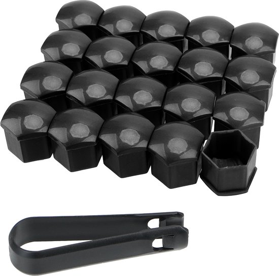 Caches écrous de roue universels plastique noir 19mm