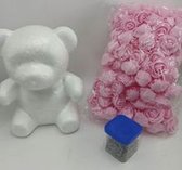 Rozen beer - Flower bear - Bloemen beer- Rose bear - 20 cm - Licht roos