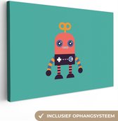 Peinture sur toile enfants - Décoration murale chambres d'enfants - Robot - Jouets - Vert - 120x80 cm - Toile enfants - Décoration murale