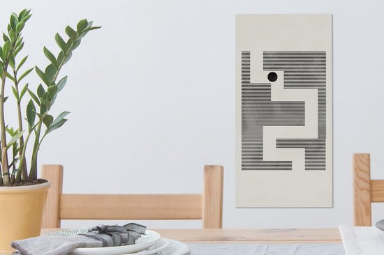 Canvas schilderij 20x40 cm - Wanddecoratie Doolhof - Abstract - Minimalisme - Muurdecoratie woonkamer - Slaapkamer decoratie - Kamer accessoires - Schilderijen op canvas