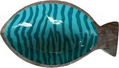Floz Design houten bakje visvorm - binnenzijde als keramiek - turquoise blauw - fairtrade