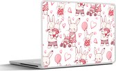 Laptop sticker - 10.1 inch - Konijnen - Liefde - Patronen - 25x18cm - Laptopstickers - Laptop skin - Cover