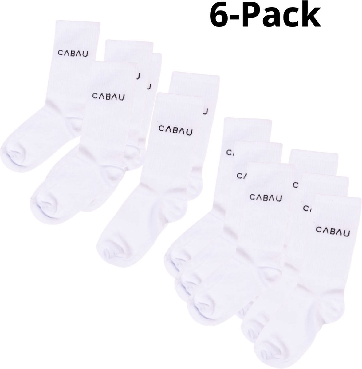 Cabau Sportsokken | One Size | 6-Pack | Witte damessokken | Tennissokken dames | 100% Comfort | Sportsokken wit | Hardloopsokken dames