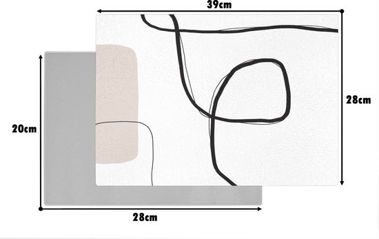 Planche à Verres - 39x28 - Abstrait - Pastel - Minimalisme - Planches à découper en Glas