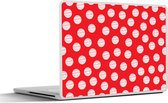 Laptop sticker - 15.6 inch - Stippen - Polka dot - Patronen - Rood - Wit - 36x27,5cm - Laptopstickers - Laptop skin - Cover