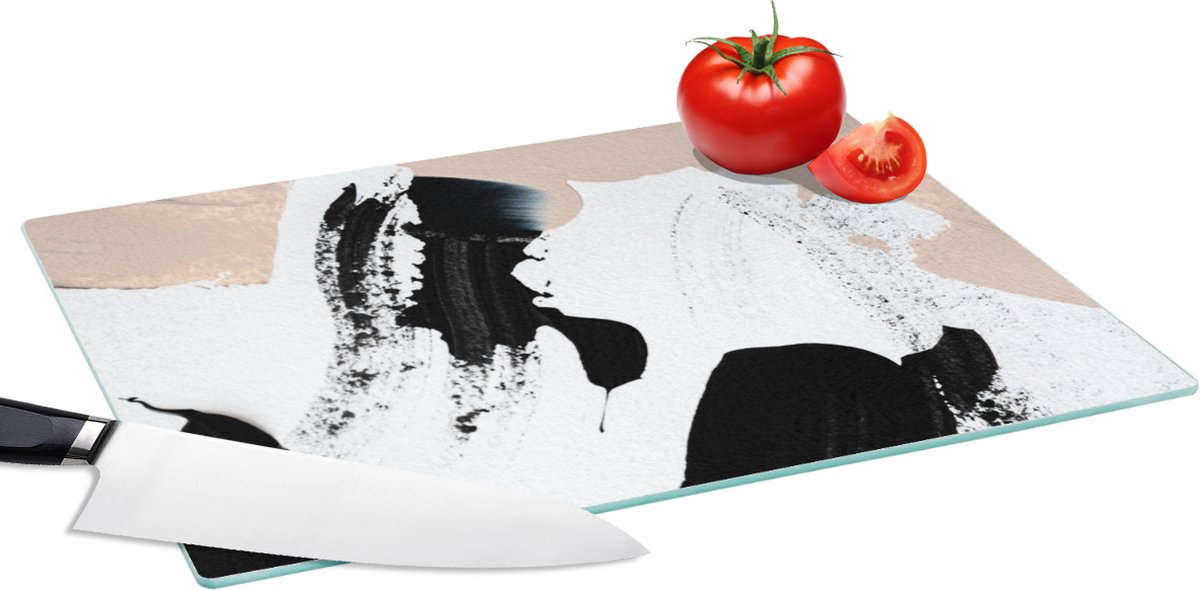 Glazen Snijplank - 39x28 - Zwart - Abstract - Design - Snijplanken Glas