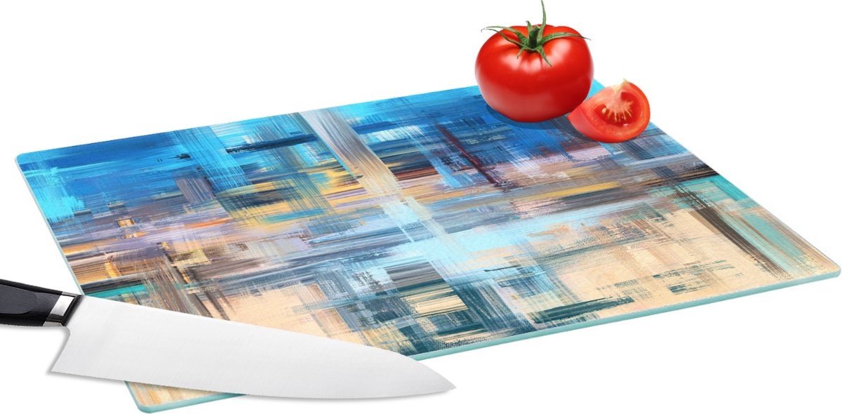 Glazen Snijplank - 39x28 - Olieverf - Abstract - Schilderij - Snijplanken Glas
