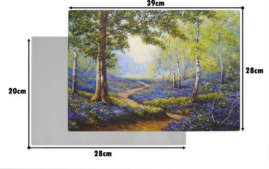 Planche à découper en Verres - 39x28 - Peinture - Nature - Forêt - Fleurs - Peinture à l'huile - Planches à découper en Glas