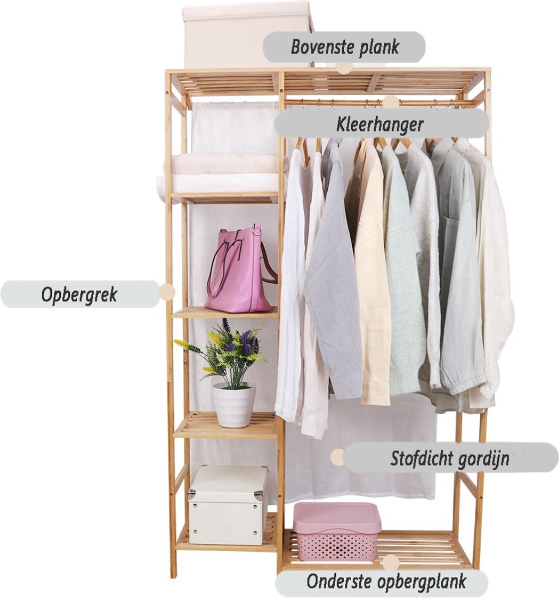 Kave Home Kledingrek Natane - Naturel - CC1258M87 Kave Home Kledingrek Natane - Naturel - CC1258M87