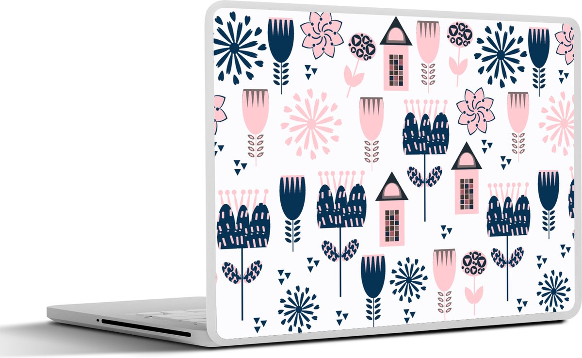 Laptop sticker - 15.6 inch - Patroon - Pastel - Scandinavië - 36x27,5cm - Laptopstickers - Laptop skin - Cover