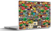 Laptop sticker - 10.1 inch - Patronen - Gebouwen - Zentangle - 25x18cm - Laptopstickers - Laptop skin - Cover