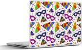 Laptop sticker - 14 inch - Carnaval - Patronen - Maskers - 32x5x23x5cm - Laptopstickers - Laptop skin - Cover