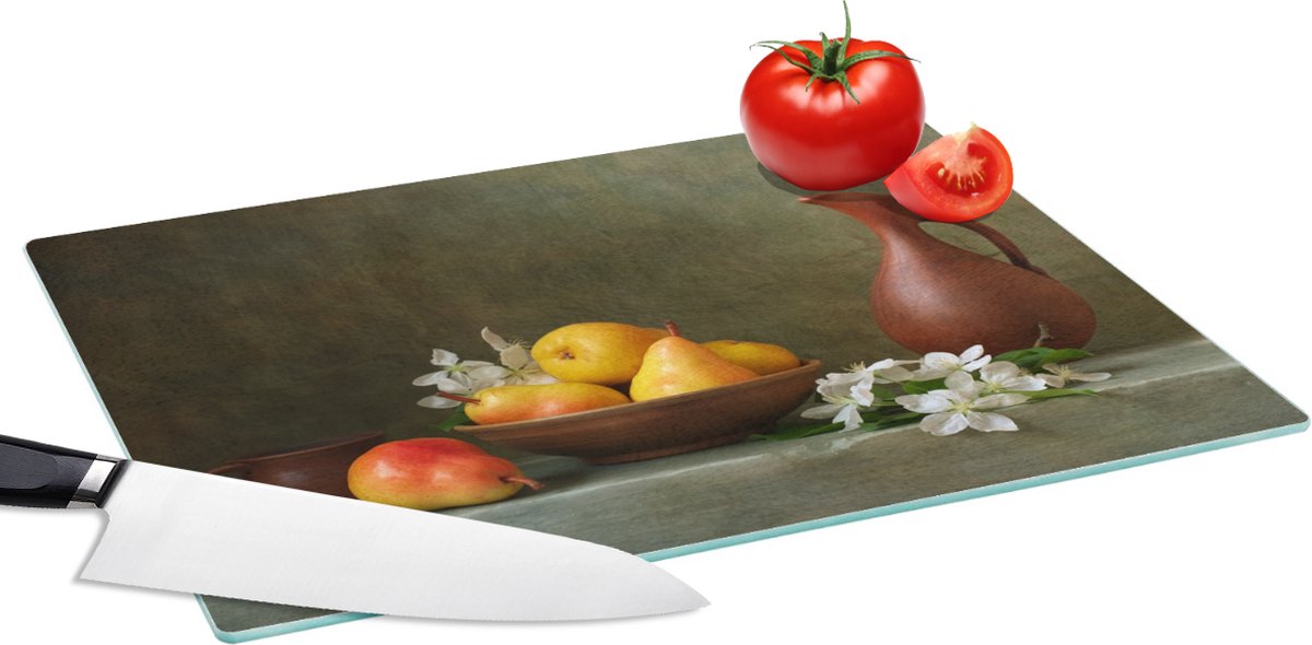 Glazen Snijplank - 39x28 - Stilleven - Schaal - Peren - Snijplanken Glas