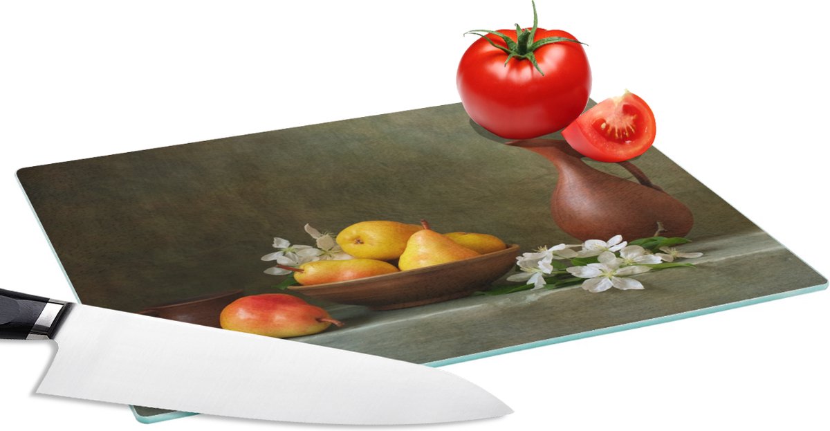 Glazen Snijplank - 28x20 - Stilleven - Schaal - Peren - Snijplanken Glas