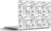 Laptop sticker - 11.6 inch - Paddenstoel - Zwart Wit - Patronen - 30x21cm - Laptopstickers - Laptop skin - Cover