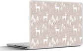 Laptop sticker - 15.6 inch - Patronen - Hert - Wit - Beige - 36x27,5cm - Laptopstickers - Laptop skin - Cover