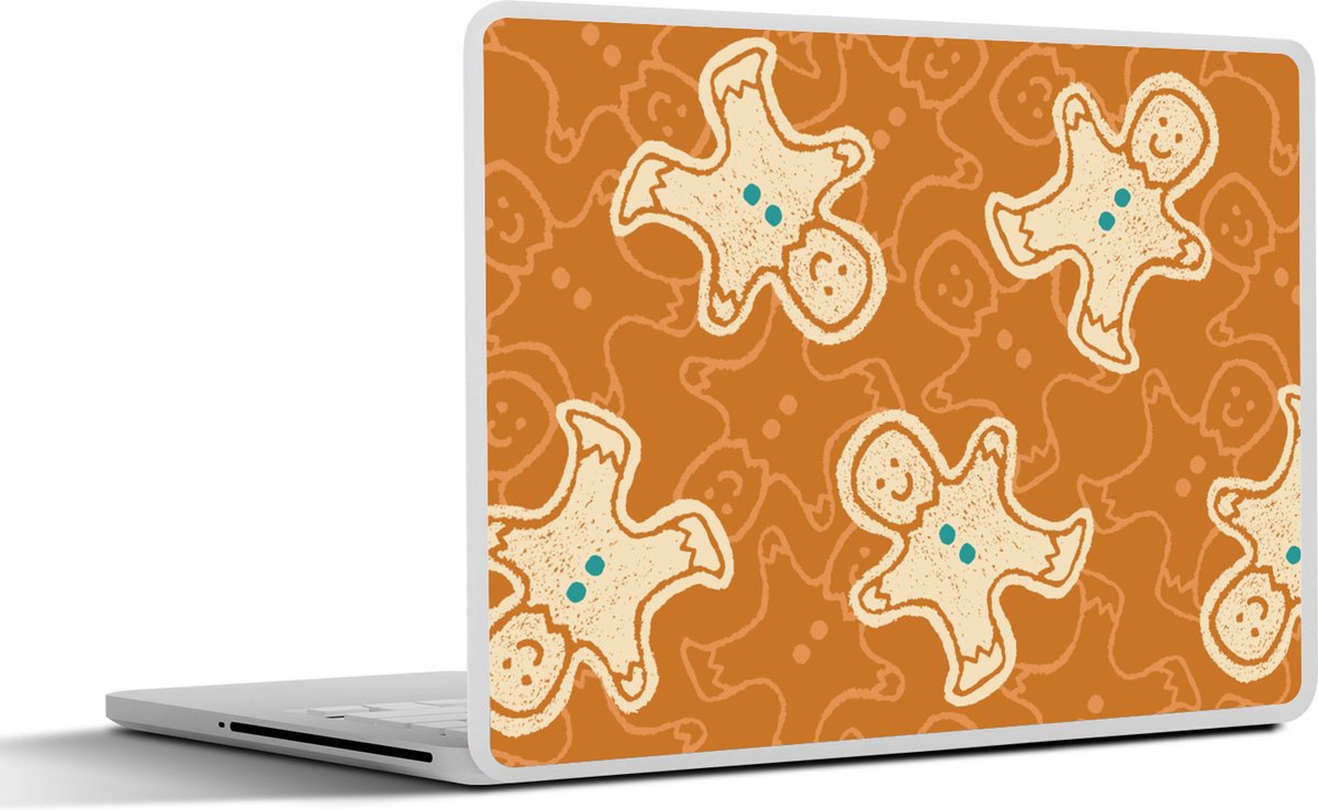 Laptop sticker - 15.6 inch - Patronen - Gingerbread - Koekjes - 36x27,5cm - Laptopstickers - Laptop skin - Cover - Kerst - Cadeau - Kerstcadeau voor mannen en voor vrouwen