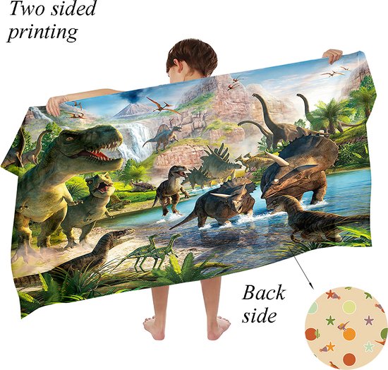 Ulticool - Serviette - Dinosaurus T- Rex - Serviette de Bain - Serviette de Plage Serviette de Bain - Serviette de Bain à Séchage Rapide - 140 x 70 cm - pour Voyage Fitness Gym Sports - Garçon Fille - Vert