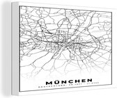 Canvas Schilderij München - Plattegrond - Kaart - Stadskaart - 60x40 cm - Wanddecoratie