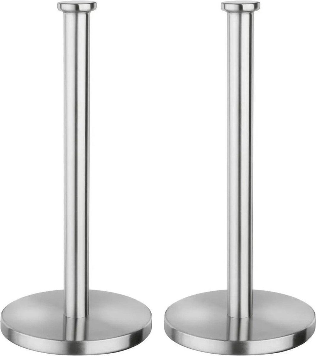 5Five - 2x stuks keukenrolhouder RVS zilver 15 x 32 cm