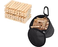 Sorx - Wasknijpers zak met karabijn ophanghaak - 100x wasknijpers hout