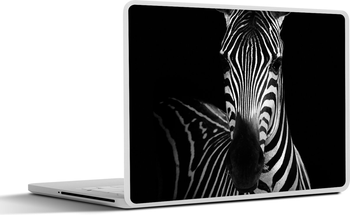 Laptop sticker - 15.6 inch - Zebra - Zwart - Wit - Dieren - 36x27,5cm - Laptopstickers - Laptop skin - Cover