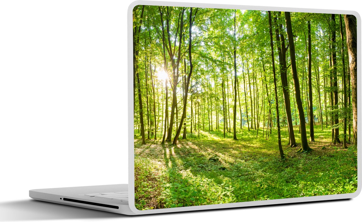 Laptop sticker - 17.3 inch - Natuur - Bomen - Bos - Groen - Zonlicht - 40x30cm - Laptopstickers - Laptop skin - Cover