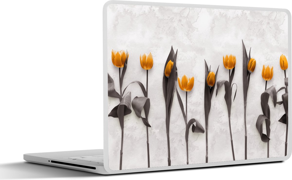 Laptop sticker - 17.3 inch - Bloemen - Tulpen - Marmer print - 40x30cm - Laptopstickers - Laptop skin - Cover