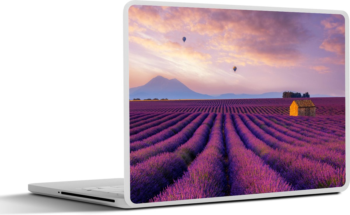 Laptop sticker - 11.6 inch - Lavendel - Luchtballon - Berg - Paars - 30x21cm - Laptopstickers - Laptop skin - Cover