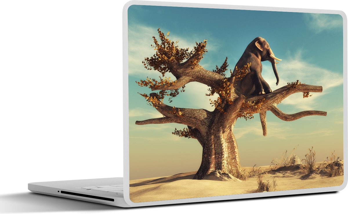 Laptop sticker - 15.6 inch - Olifant - Boom - Natuur - Woestijn - 36x27,5cm - Laptopstickers - Laptop skin - Cover