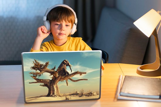 Sticker ordinateur portable - 11,6 pouces - Éléphant - Arbre - Nature - Désert