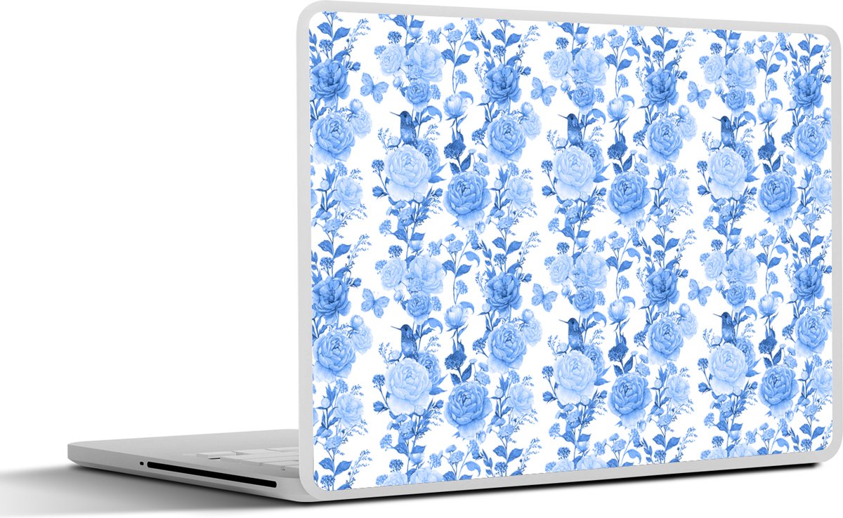 Laptop sticker - 17.3 inch - Bloemen - Rozen - Blauw - 40x30cm - Laptopstickers - Laptop skin - Cover