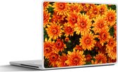 Laptop sticker - 15.6 inch - Bloemen - Oranje - Chrysant - 36x27,5cm - Laptopstickers - Laptop skin - Cover