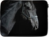 Laptophoes 17 inch - Paard - Licht - Zwart - Laptop sleeve - Binnenmaat 42,5x30 cm - Zwarte achterkant