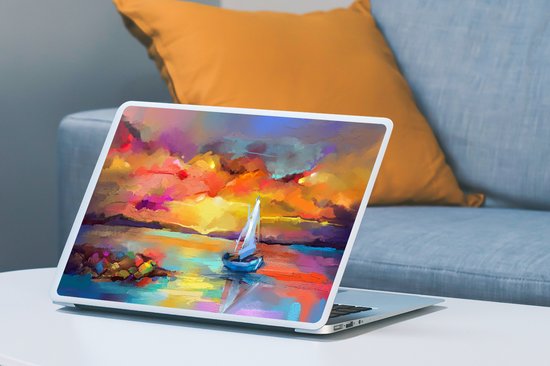 Sticker ordinateur portable - 15,6 pouces - Peinture - Peinture à l'huile - Bateau - Couleurs
