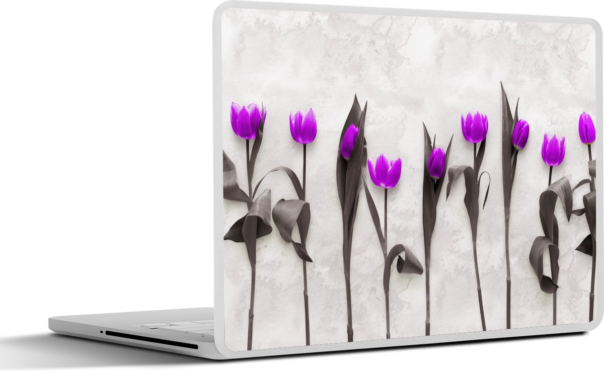 Laptop sticker - 13.3 inch - Bloemen - Tulpen - Paars - 31x22,5cm - Laptopstickers - Laptop skin - Cover