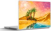 Laptop sticker - 14 inch - Schilderij - Olieverf - Palmboom - Natuur - Water - 32x5x23x5cm - Laptopstickers - Laptop skin - Cover