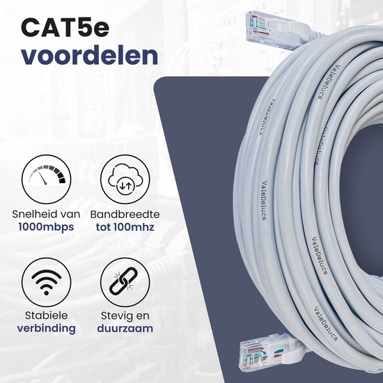 Internetkabel 25 meter - CAT5e UTP kabel RJ45 - Grijs | bol.com