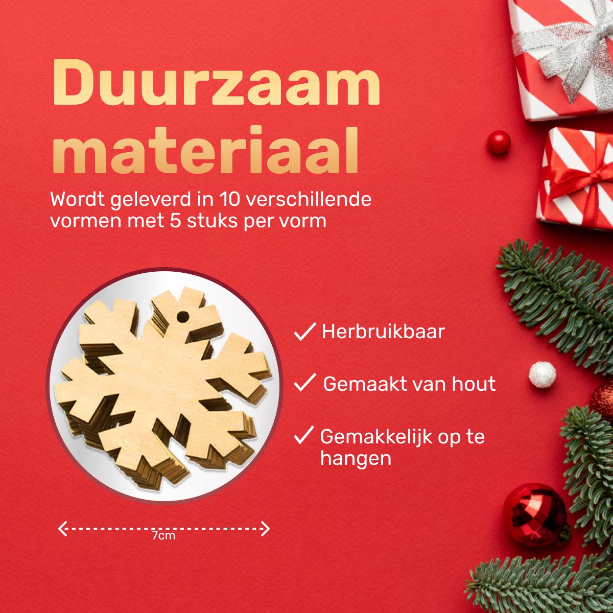 Giftmas Houten Kerstballen – Kerstversiering voor Binnen – Kerstbal van Hout  – Kerst –... | bol.com