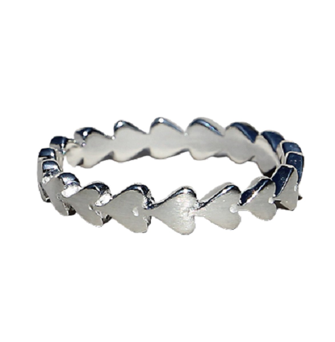 Schitterende Zilveren Ring Hartjes Rondom 19.00 mm.  (maat 60)