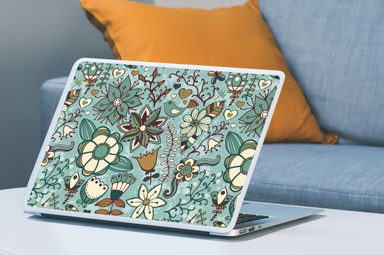 Laptop sticker - 17.3 inch - Bohemian - Winter - Bloemen - Patroon - 40x30cm - Laptopstickers - Laptop skin - Cover - Kerst - Cadeau - Kerstcadeau voor mannen en voor vrouwen