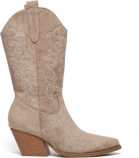 Myfavoriteshoes Dames Cowboylaarzen met Hak - suedine - khaki