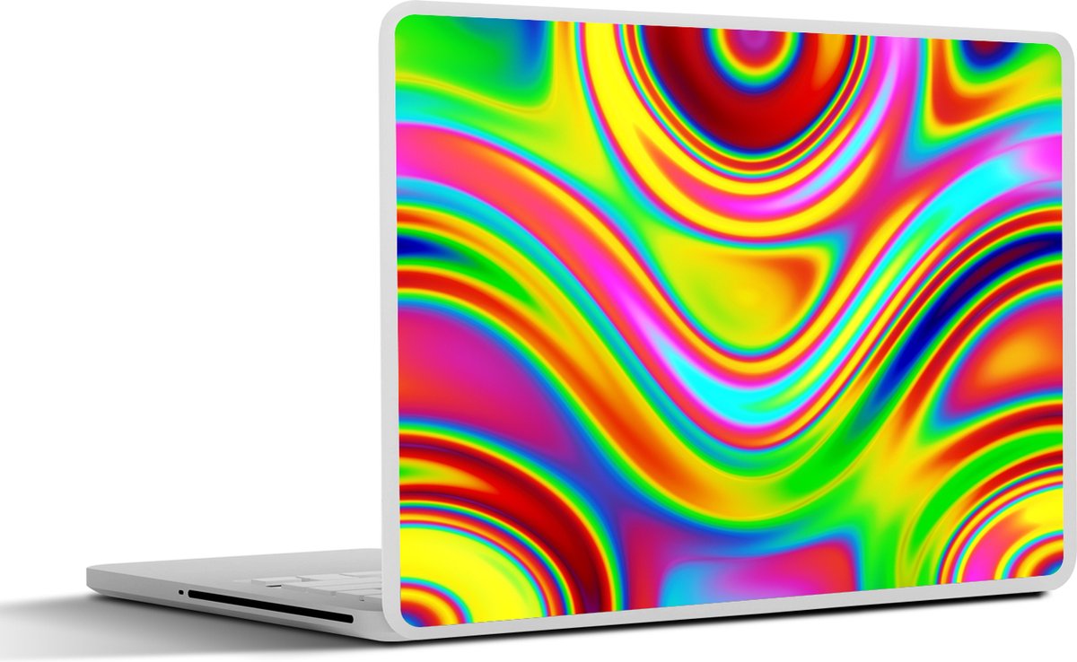 Laptop sticker - 13.3 inch - Kunst - Golven - Kleuren - Psychedelisch - 31x22,5cm - Laptopstickers - Laptop skin - Cover - SleevesAndCases