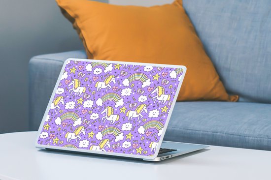 Sticker ordinateur portable - 14 pouces - Unicorn - Motif - Arc-en-ciel - Enfant