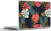 Laptop sticker - 14 inch - Flora - Goud - Patronen - Hawaii - Tropisch - 32x5x23x5cm - Laptopstickers - Laptop skin - Cover