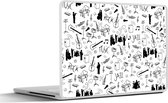 Laptop sticker - 15.6 inch - Muziek - Patronen - Zwart Wit - 36x27,5cm - Laptopstickers - Laptop skin - Cover